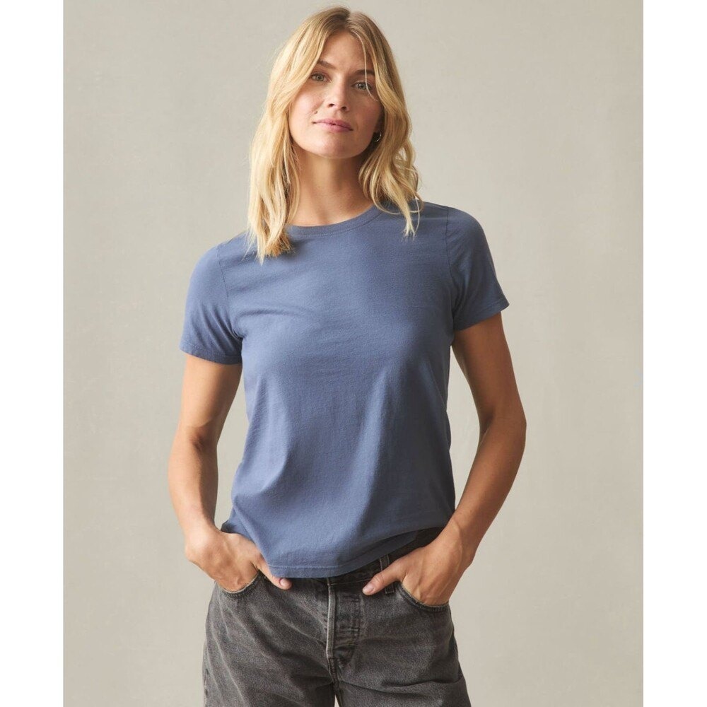 NEW American Giant T-Shirt Womens Large Blue Crewneck Slub Cotton USA Made